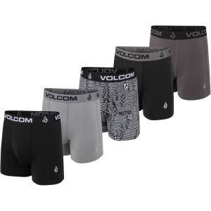 Volcom Mens Boxer Briefs 5 Pack Poly Spandex Performance Boxer Briefs Underwear(Black/Grey/Black-white/Black/Grey)