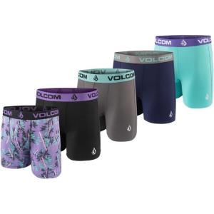Volcom Mens Boxer Briefs 5 Pack Poly Spandex Performance Boxer Briefs Underwear(Purple/Black/Grey/Navy/Light Blue)