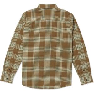 Volcom Mens Caden Plaid Long Sleeve Flannel Shirt – Classic Fit, Button-Front, Soft Brushed Cotton(Mud Brown)