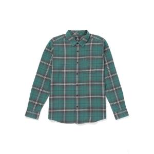Volcom Mens Caden Plaid Long Sleeve Flannel Shirt – Classic Fit, Button-Front, Soft Brushed Cotton(Sea Green)