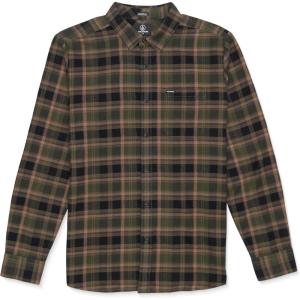 Volcom Mens Caden Plaid Long Sleeve Flannel Shirt – Classic Fit, Button-Front, Soft Brushed Cotton(Squadron Green)