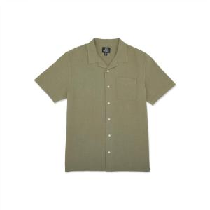 Volcom Mens Hobarstone Short Sleeve Classic Fit ShirtButton Down Shirt(Army Green Combo)