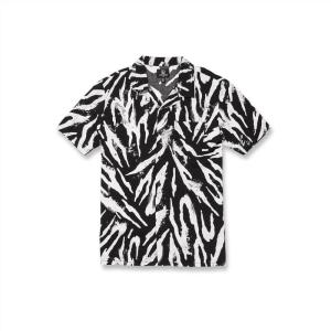 Volcom Mens Party Animals Short Sleeve Printed ShirtButton Down Shirt(Black)
