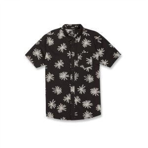 Volcom Men’s Regular Lazy Dazy Short Sleeve Classic Fit Button Down Shirt(Black)