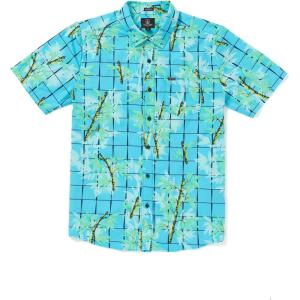 Volcom Mens Regular Marble Floral Short Sleeve Button Down Hawaiian Shirt(Bamboozeled Clearwater)