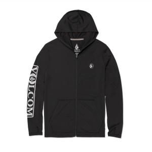 Volcom Men’s Standard Rally Hooded Long Sleeve 50+ UPF Loose Fit Rashguard(Black 1)