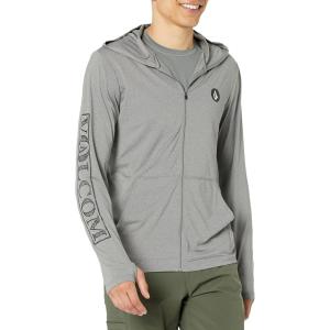 Volcom Men’s Standard Rally Hooded Long Sleeve 50+ UPF Loose Fit Rashguard(Heather Grey 1)