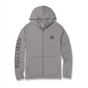 Volcom Men’s Standard Rally Hooded Long Sleeve 50+ UPF Loose Fit Rashguard(Heather Grey)