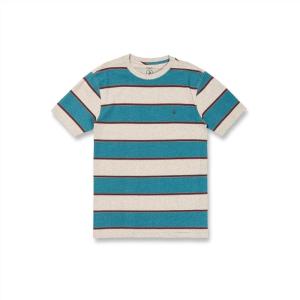 Volcom Mens Striped Knit T-Shirt – Short Sleeve Crewneck Tee, Soft Cotton Jersey(Heather Grey)