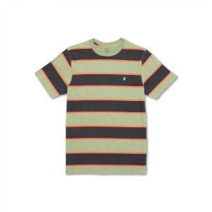 Volcom Mens Striped Knit T-Shirt – Short Sleeve Crewneck Tee, Soft Cotton Jersey(Old Mill Bandstone)