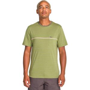 Volcom Mens Striped Knit T-Shirt – Short Sleeve Crewneck Tee, Soft Cotton Jersey(Vintage Green)