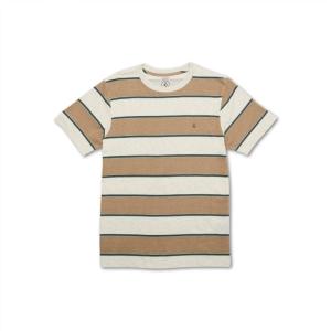 Volcom Mens Striped Knit T-Shirt – Short Sleeve Crewneck Tee, Soft Cotton Jersey(White Flash Band)