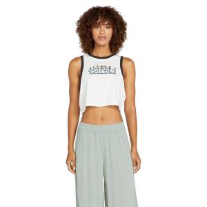 Volcom Women’s Fun Fever Sleeveless Crop Tank Top(Star White)