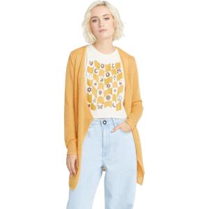 Volcom Womens Go Go Wrap Open Front Cardigan Sweater (Regular & Plus Size)(Dust Gold)