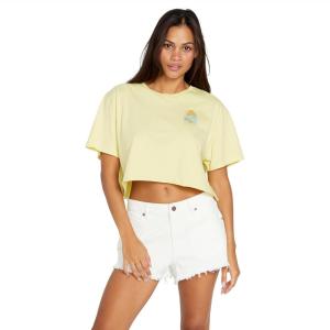 Volcom Women’s Just a Trim Short Sleeve Crop Tee(Faded Lemon)