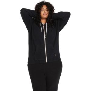 Volcom Women’s Lil Zip Up Hooded Fleece Sweatshirt(Black)