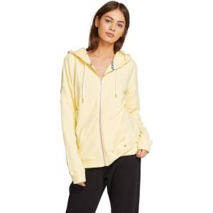 Volcom Women’s Lil Zip Up Hooded Fleece Sweatshirt(Faded Lemon)