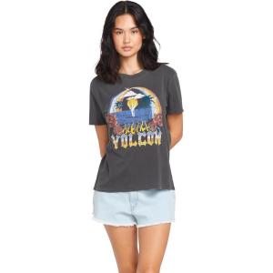 Volcom Womens Lock It Up Short Sleeve Tee – Crew Neck T-Shirt with Striped Neck Taping(Black White)