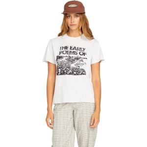 Volcom Womens Lock It Up Short Sleeve Tee – Crew Neck T-Shirt with Striped Neck Taping(Light Grey)