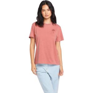 Volcom Womens Lock It Up Short Sleeve Tee – Crew Neck T-Shirt with Striped Neck Taping(Mauve Rose)