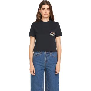 Volcom Womens Short Sleeve Pocket Dial Tee – Crew Neck T-Shirt with Chest Pocket and Screen Print(Black Logo)