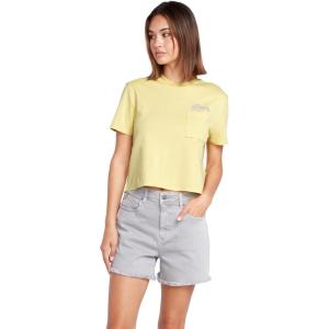 Volcom Womens Short Sleeve Pocket Dial Tee – Crew Neck T-Shirt with Chest Pocket and Screen Print(Citron)