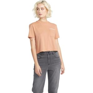 Volcom Womens Short Sleeve Pocket Dial Tee – Crew Neck T-Shirt with Chest Pocket and Screen Print(Clay Red)