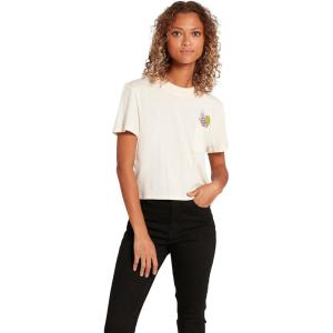 Volcom Womens Short Sleeve Pocket Dial Tee – Crew Neck T-Shirt with Chest Pocket and Screen Print(Cloud)