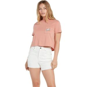 Volcom Womens Short Sleeve Pocket Dial Tee – Crew Neck T-Shirt with Chest Pocket and Screen Print(Light Mauve)