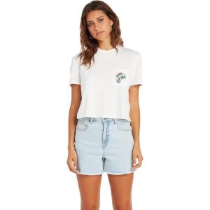 Volcom Womens Short Sleeve Pocket Dial Tee – Crew Neck T-Shirt with Chest Pocket and Screen Print(Star Star White)