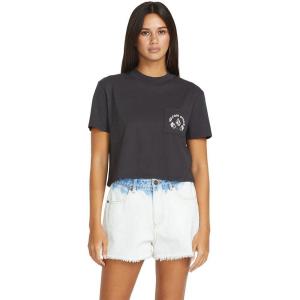 Volcom Womens Short Sleeve Pocket Dial Tee – Crew Neck T-Shirt with Chest Pocket and Screen Print(Vintage Jet)