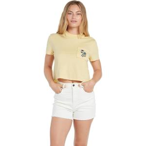Volcom Womens Short Sleeve Pocket Dial Tee – Crew Neck T-Shirt with Chest Pocket and Screen Print(Wheat)