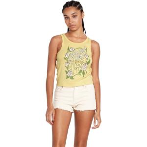 Volcom Womens to The Bank Organic Cotton Graphic Tank Top – Relaxed Boxy Fit, Breezy Summer Style(Citron)
