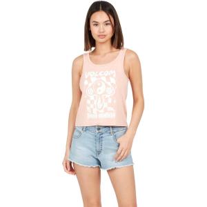 Volcom Womens to The Bank Organic Cotton Graphic Tank Top – Relaxed Boxy Fit, Breezy Summer Style(Hazey Pink)