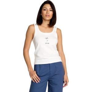 Volcom Womens to The Bank Organic Cotton Graphic Tank Top – Relaxed Boxy Fit, Breezy Summer Style(Star White Time)