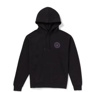 Volcom mens Pullover Logo Fleece Hooded Sweatshirt – Soft Brushed Interior, Classic Fit, Kangaroo Pocket, Ribbed Cuffs & Hem(Black Po)