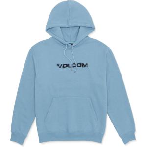 Volcom mens Pullover Logo Fleece Hooded Sweatshirt – Soft Brushed Interior, Classic Fit, Kangaroo Pocket, Ribbed Cuffs & Hem(Blue Rinse)