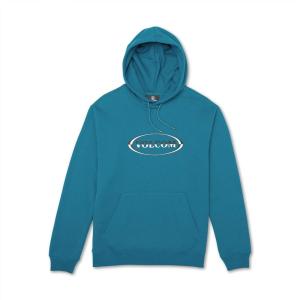 Volcom mens Pullover Logo Fleece Hooded Sweatshirt – Soft Brushed Interior, Classic Fit, Kangaroo Pocket, Ribbed Cuffs & Hem(Ocean Teal)