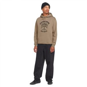 Volcom mens Pullover Logo Fleece Hooded Sweatshirt – Soft Brushed Interior, Classic Fit, Kangaroo Pocket, Ribbed Cuffs & Hem(Teak)