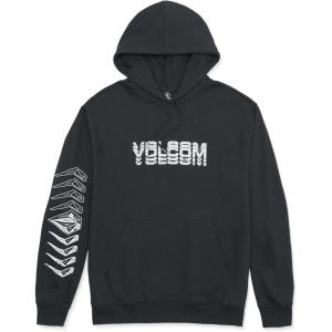 Volcom mens Pullover Logo Fleece Hooded Sweatshirt – Soft Brushed Interior, Classic Fit, Kangaroo Pocket, Ribbed Cuffs & Hem(Washed Black Heather)