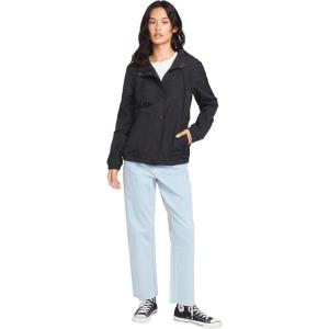 Volcom womens Enemy Stone Hooded Zip Front Windbreaker Jacket(Black 1)