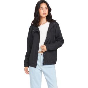 Volcom womens Enemy Stone Hooded Zip Front Windbreaker Jacket(Black 324)