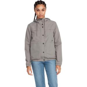 Volcom womens Enemy Stone Hooded Zip Front Windbreaker Jacket(Gunmetal Grey)