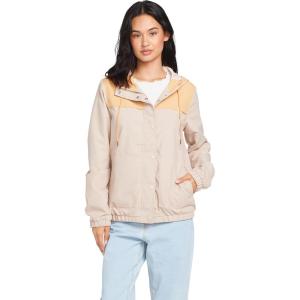 Volcom womens Enemy Stone Hooded Zip Front Windbreaker Jacket(Sand)