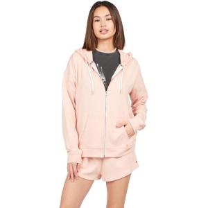 Volcom womens Lil Zip Up Hooded Fleece Sweatshirt(Hazey Pink)