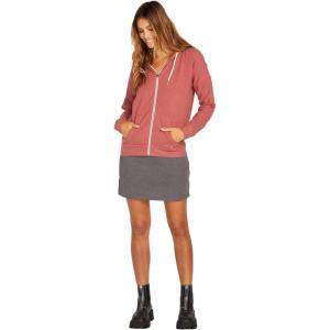Volcom womens Lil Zip Up Hooded Fleece Sweatshirt(Rosewood)