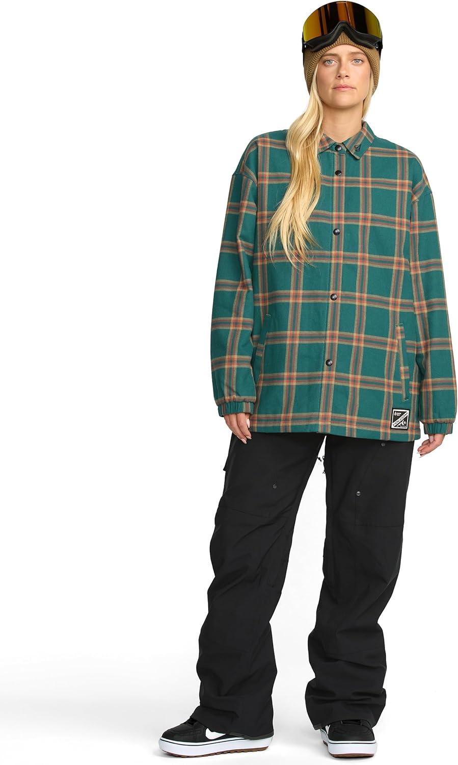 image:imageVolcom Womens Hooded Flannel Snowboard Ski Winter Hooded Shirt JacketAtlantic