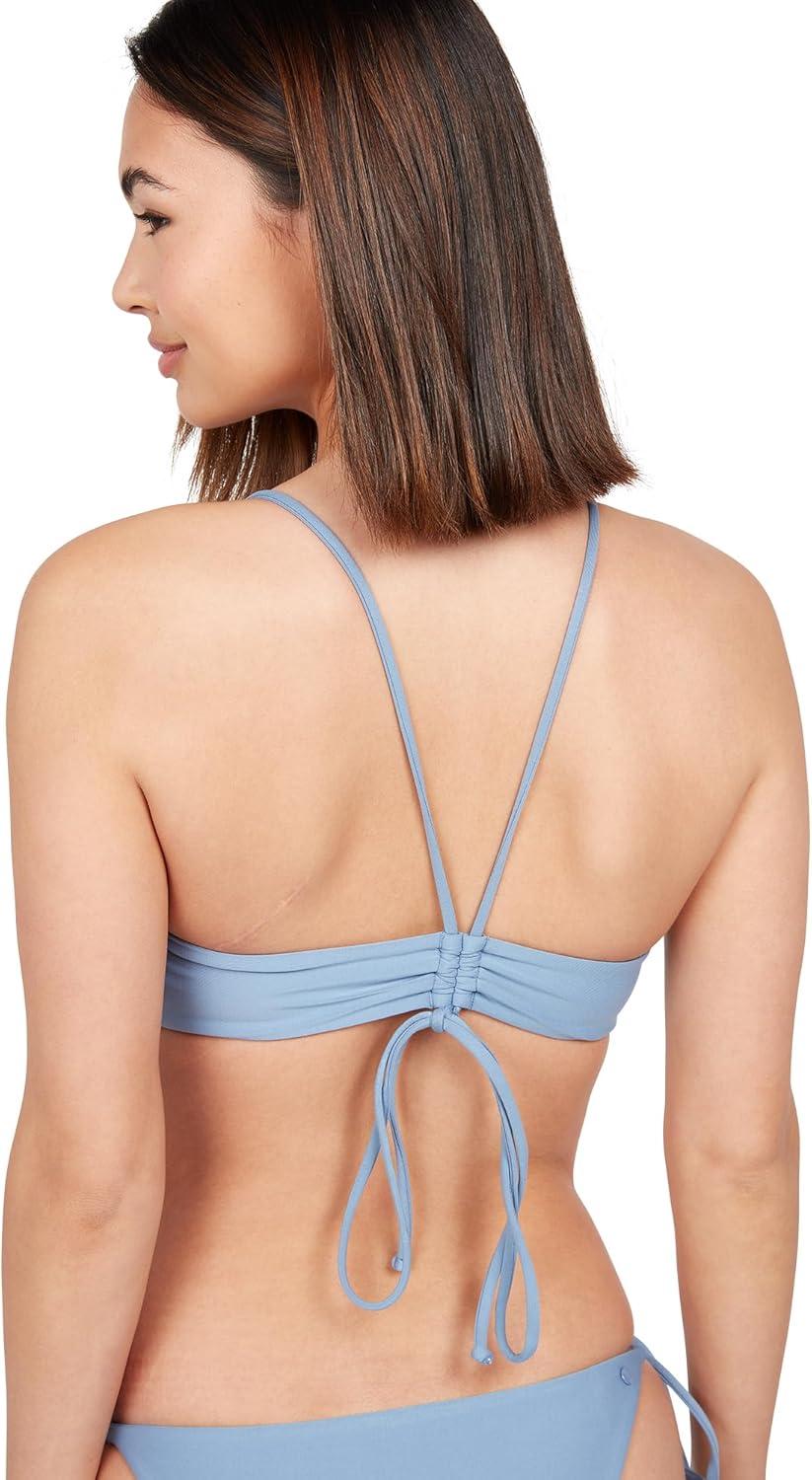 image:imageVolcom Womens Simply Seamless Scoop Neck Swimsuit Bikini Top Regular amp Plus SizesWashed Blue