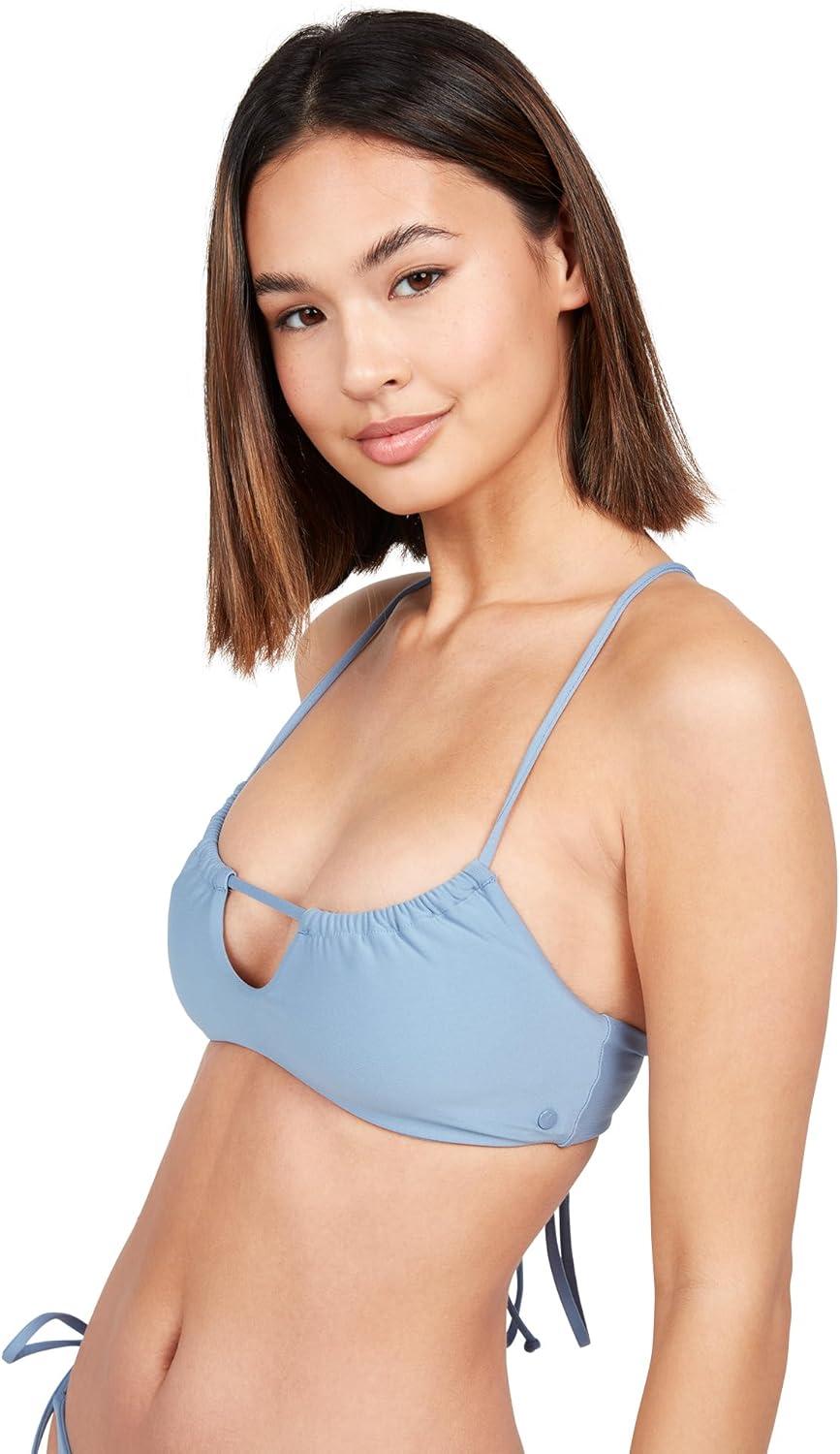 image:imageVolcom Womens Simply Seamless Scoop Neck Swimsuit Bikini Top Regular amp Plus SizesWashed Blue