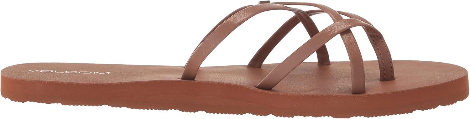 image:imageVolcom womens New School Strappy Flip Flop Sandal Flat Slide With Comfort Foam FootbedCogcognac